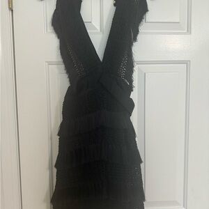 PatBO Black Sleeveless V-neck Sheath Dress